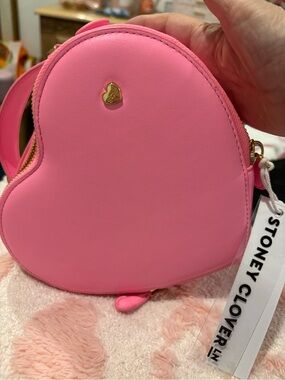 Stoney Clover Lane Pink Heart Crossbody with Gold Accent